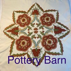 Pottery Barn Floral Embroidered Pillow Cover 20x20